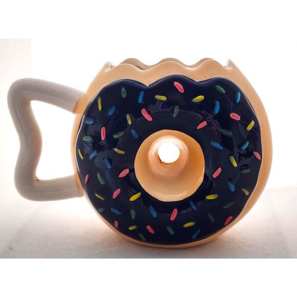 MUG-NOVELTY-Large Donut-Unique Shape-Chocolate-Sprinkles - Picture 4 of 13